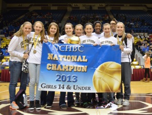 Emily Brown, of Guthrie, (third from the left) helped her team win a National Championship.