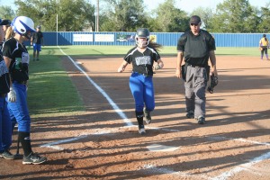 Bailey Shaffer touches them all as she drilled a homerun over the left-center field wall in the third inning.